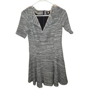 W By Worth Dress Womens Size 0 Gray Tweed Linen Cotton WITH SLIP GORGEOUS